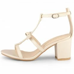 Allegra K Women's Open Toe T-Straps Block Heel Sandals Shoes