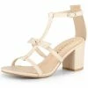Allegra K Women's Open Toe T-Straps Block Heel Sandals Shoes