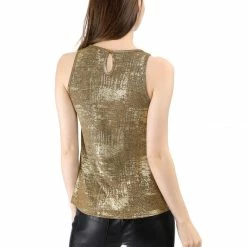 Allegra K Shiny Shimmer Tank Top
