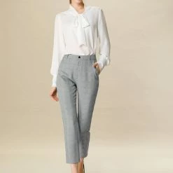 Allegra K Women's High Waisted Work Elastic Back Ankle Plaid Pants 34 Allegra K Women's High Waisted Work Elastic Back Ankle Plaid Pants