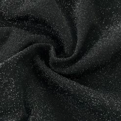 Women Allegra K Long Sleeve Crew Neck Cut Out Glitter Cross Crop Tops