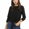Allegra K Casual Knot Tie Front Loose Long Sleeve Tops 1 Allegra K Casual Knot Tie Front Loose Long Sleeve Tops
