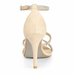 Allegra K Women's Rhinestone Ankle Strap Stiletto High Heels Sandals