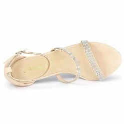 Allegra K Women's Rhinestone Ankle Strap Stiletto High Heels Sandals