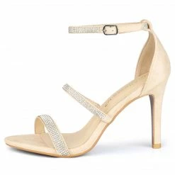 Allegra K Women's Rhinestone Ankle Strap Stiletto High Heels Sandals