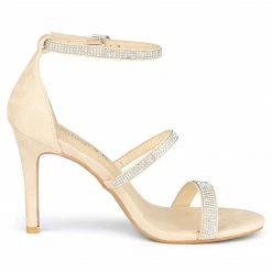 Allegra K Women's Rhinestone Ankle Strap Stiletto High Heels Sandals