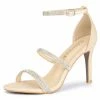 Allegra K Women's Rhinestone Ankle Strap Stiletto High Heels Sandals