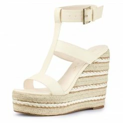 Allegra K Women's Strappy Espadrille Wedge High Platform Sandal Shoes