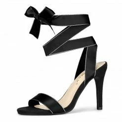 Allegra K Women's Satin Ankle Strap Stiletto Heel Sandals Shoes