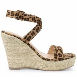 Allegra K Women's Slingback Crisscross Espadrille Wedge Heel Sandals Shoes