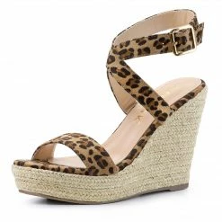 Allegra K Women's Slingback Crisscross Espadrille Wedge Heel Sandals Shoes
