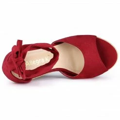 Allegra K Women's Espadrilles Tie Up Ankle Strap Wedge Sandals 39 Allegra K Women's Espadrilles Tie Up Ankle Strap Wedge Sandals