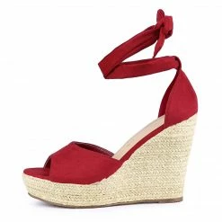 Allegra K Women's Espadrilles Tie Up Ankle Strap Wedge Sandals 41 Allegra K Women's Espadrilles Tie Up Ankle Strap Wedge Sandals