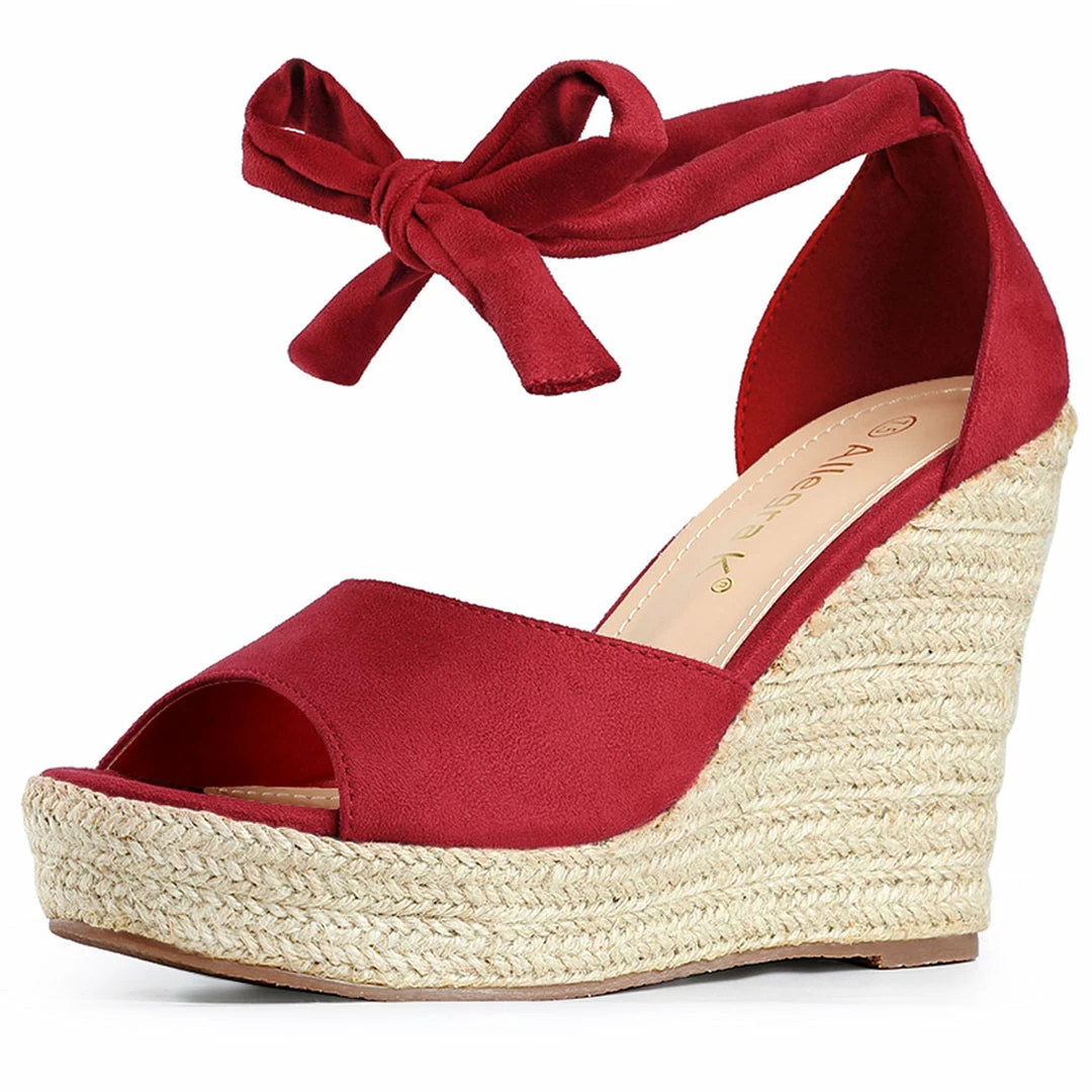 Allegra K Women's Espadrilles Tie Up Ankle Strap Wedge Sandals 3 Allegra K Women's Espadrilles Tie Up Ankle Strap Wedge Sandals