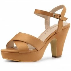Allegra K Shoes Women's Platform Chunky Heel Ankle Strap Sandals