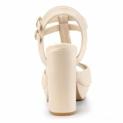 Allegra K Women's Peep Toe T Strap Platform Block Heel Sandals