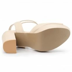 Allegra K Women's Peep Toe T Strap Platform Block Heel Sandals