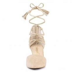 Allegra K Women's Pointed Toe Block Heels Lace Up Pumps Shoes