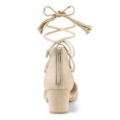 Allegra K Women's Pointed Toe Block Heels Lace Up Pumps Shoes