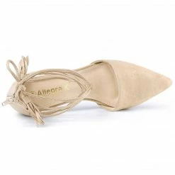 Allegra K Women's Pointed Toe Block Heels Lace Up Pumps Shoes
