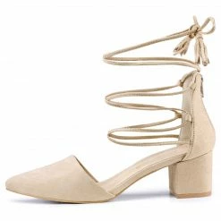 Allegra K Women's Pointed Toe Block Heels Lace Up Pumps Shoes