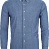 Allegra K Men Denim Shirt Pocket Weave Casual Cotton Long Sleeve Button Down Work Shirts