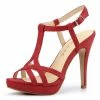 Allegra K Shoes Women's T Strap Slingback Platform Stiletto Heel Sandals