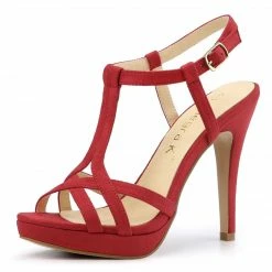 Allegra K Shoes Women's T Strap Slingback Platform Stiletto Heel Sandals