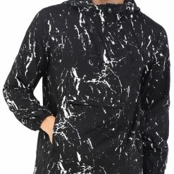 Allegra K Men Printed Hoodies Paint Splatter Pattern Windbreaker Pullover Half Zip Hooded