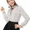 Allegra K Women's Tie Ruffle Neck Blouse Vintage Bell Long Sleeves Top 2 Allegra K Women's Tie Ruffle Neck Blouse Vintage Bell Long Sleeves Top
