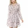 Allegra K Floral Printed Ruffled Tie V Neck Smocked Waist Dress 1 Allegra K Floral Printed Ruffled Tie V Neck Smocked Waist Dress