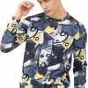 Allegra K Men Digital Print Sweatshirt Crew Neck Casual Geometric Hip Hop Pullover Sweatshirts