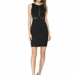 Allegra K Lace Cut-out Front Bodycon Dress Women