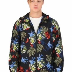 Allegra K Men Floral Print Windbreaker Jacket Zip Up Lightweight Athletic Jackets