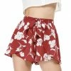 Allegra K Women's Casual Elastic Waist Summer Beach Floral Shorts