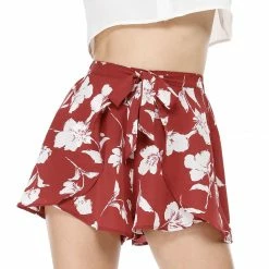 Allegra K Women's Casual Elastic Waist Summer Beach Floral Shorts