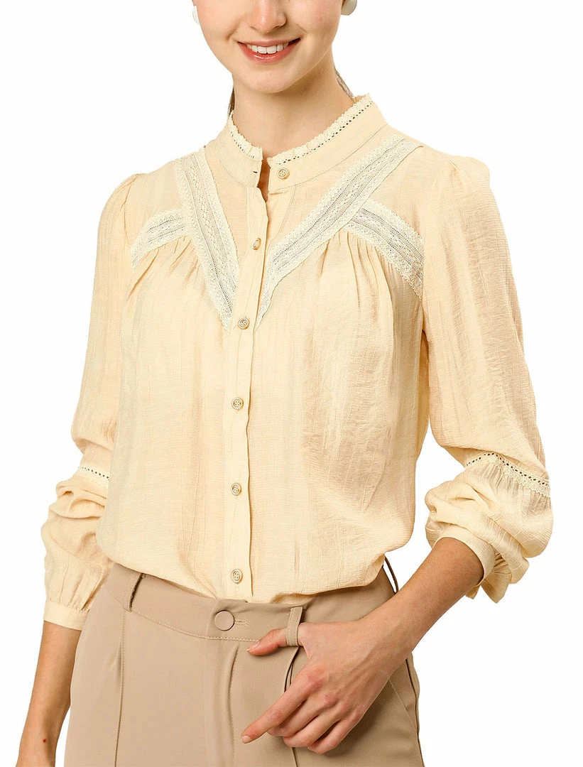 Allegra K Long Sleeve Button Down Shirt 3 Allegra K Long Sleeve Button Down Shirt