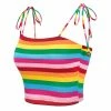 Allegra K Rainbow Striped Summer Cami Crop Top