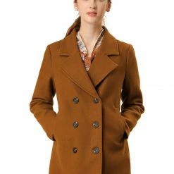 Allegra K Classic Double Breast Peacoat