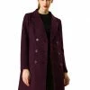 Women Allegra K Double Breasted Notched Lapel Winter Long Coat