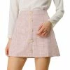 Allegra K Women's Houndstooth Plaids Heart Button Decor High Waist A-Line Mini Skirt