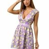 Allegra K Floral V Neck Sleeveless Cutout Dress Women