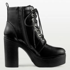 Allegra K Women's Platform Chunky High Heel Lace Up Combat Boots