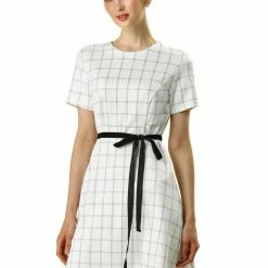 Allegra K Tie Waist Fit And Flare A-line Dress