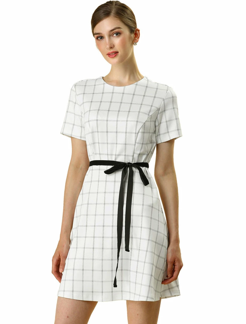 Allegra K Tie Waist Fit And Flare A-line Dress 3 Allegra K Tie Waist Fit And Flare A-line Dress