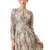 Allegra K Pleated Leopard Dress Women