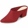 Allegra K Women's Pointed Toe Slip On Block Heel Slide Mules Shoes