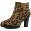 Allegra K Women's Round Toe Block Heels Chelsea Ankle Boots Shoes