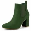 Allegra K Women's Round Toe Chunky High Heels Ankle Chelsea Boots Shoes