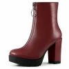 Allegra K Women's Platform Front Zip Chunky Heel Ankle Boots Shoes
